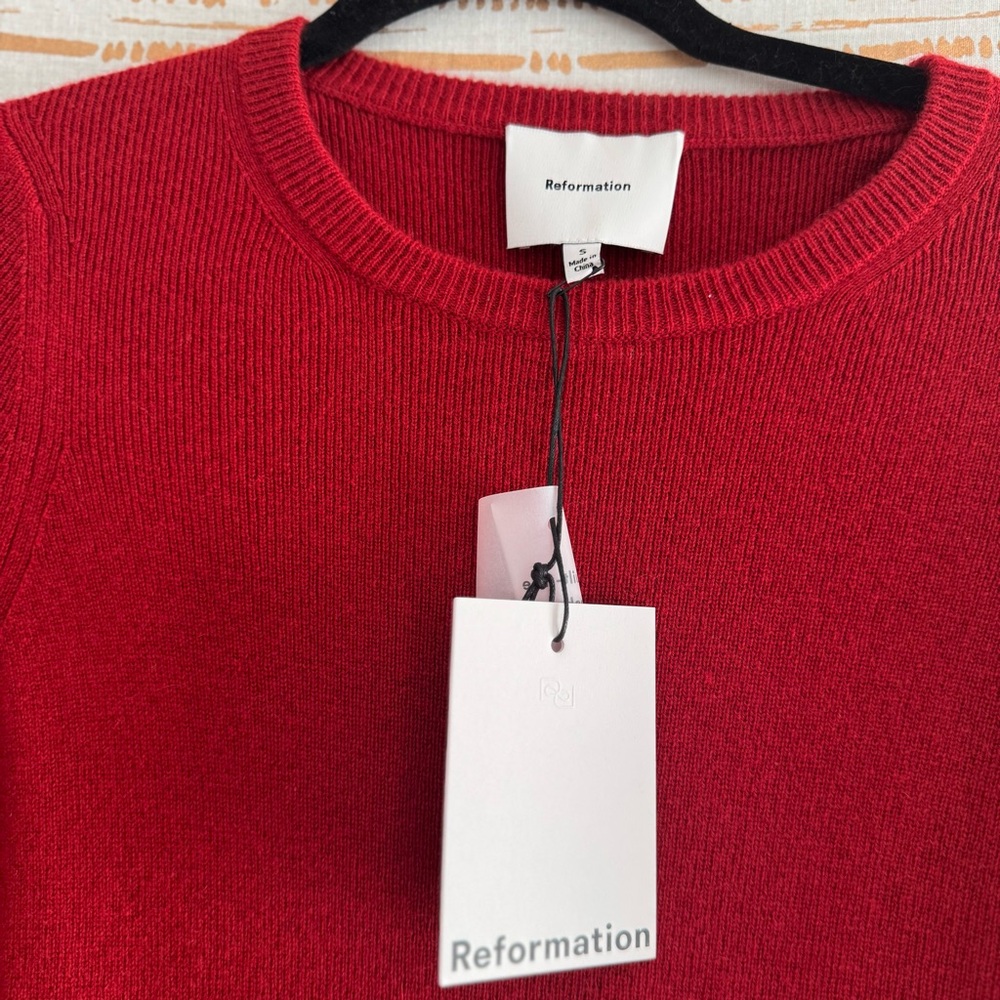 Reformation Walker Cashmere Crew Dress in Crimson size Small NWT - Picture 7 of 9